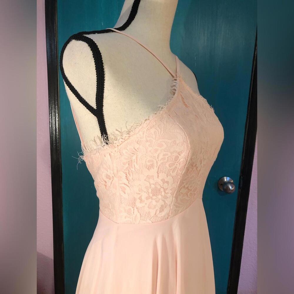 Lulu's Everlasting Enchantment Light Peach Pink Lace Maxi Formal Dress Size XS - Picture 7 of 9